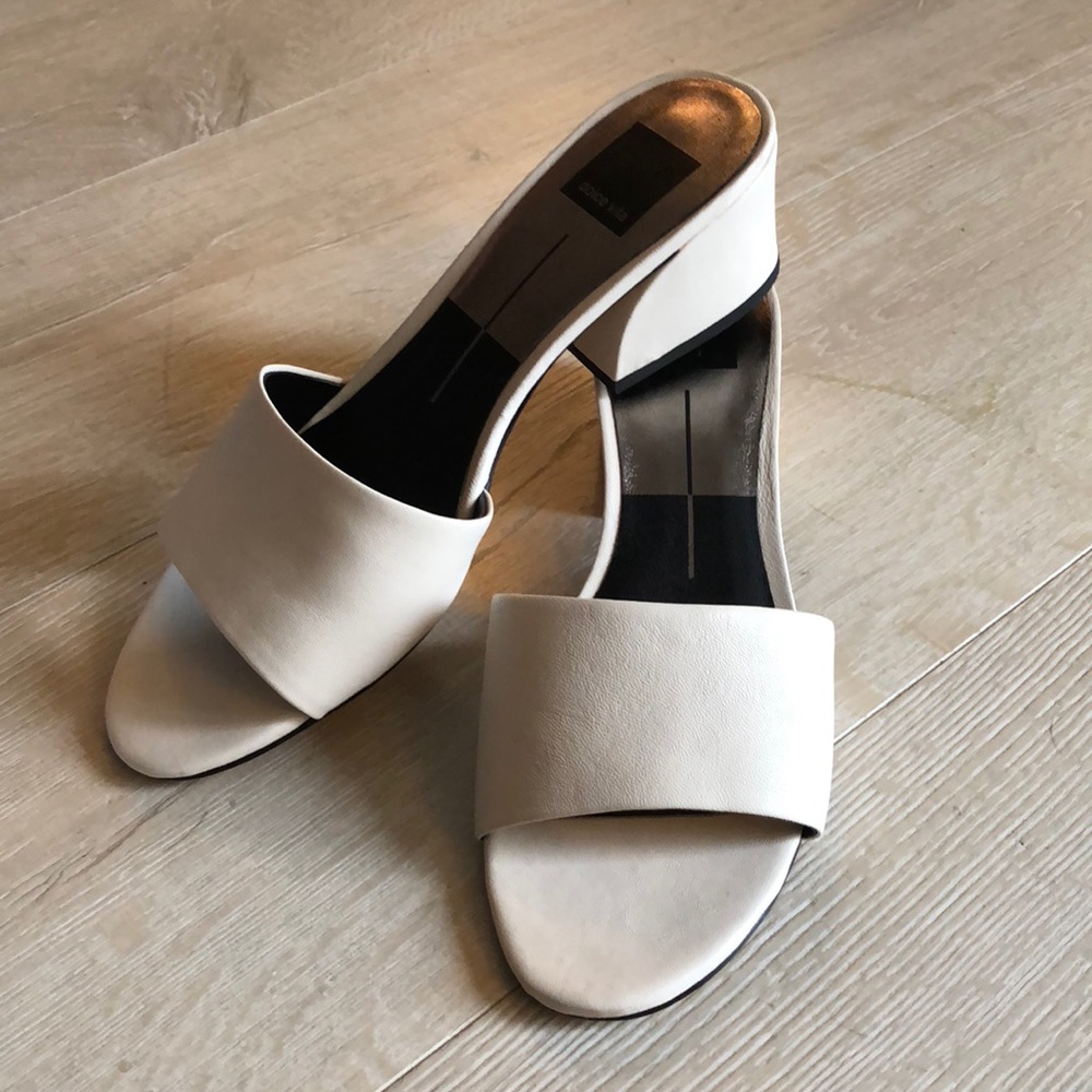Dolce Vita Rilee Ivory Leather Mules Size 8